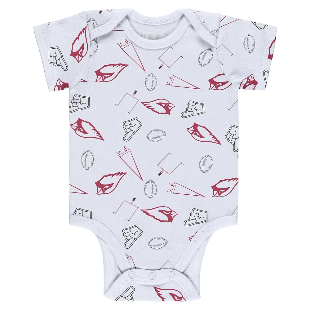 Newborn & Infant WEAR by Erin Andrews Gray/Cardinal/White Arizona Cardinals Three-Piece Turn Me Around Bodysuits Pant Set