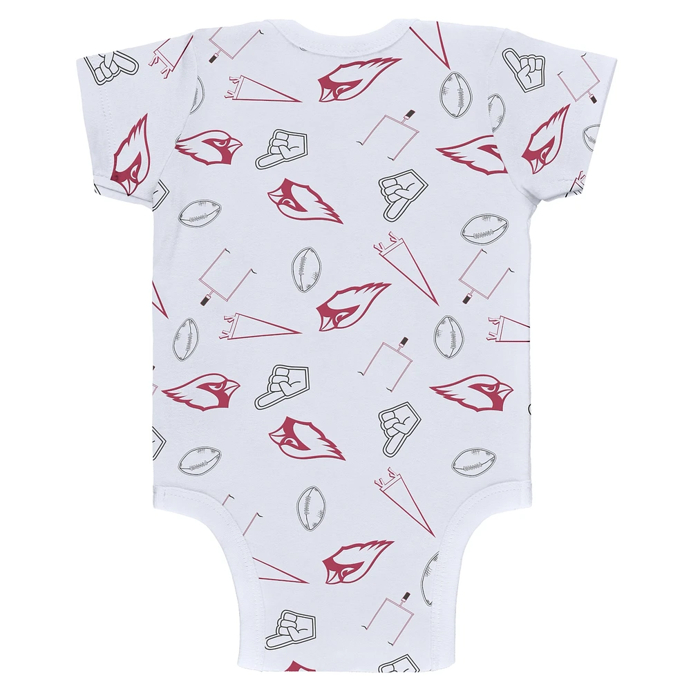 Newborn & Infant WEAR by Erin Andrews Gray/Cardinal/White Arizona Cardinals Three-Piece Turn Me Around Bodysuits Pant Set