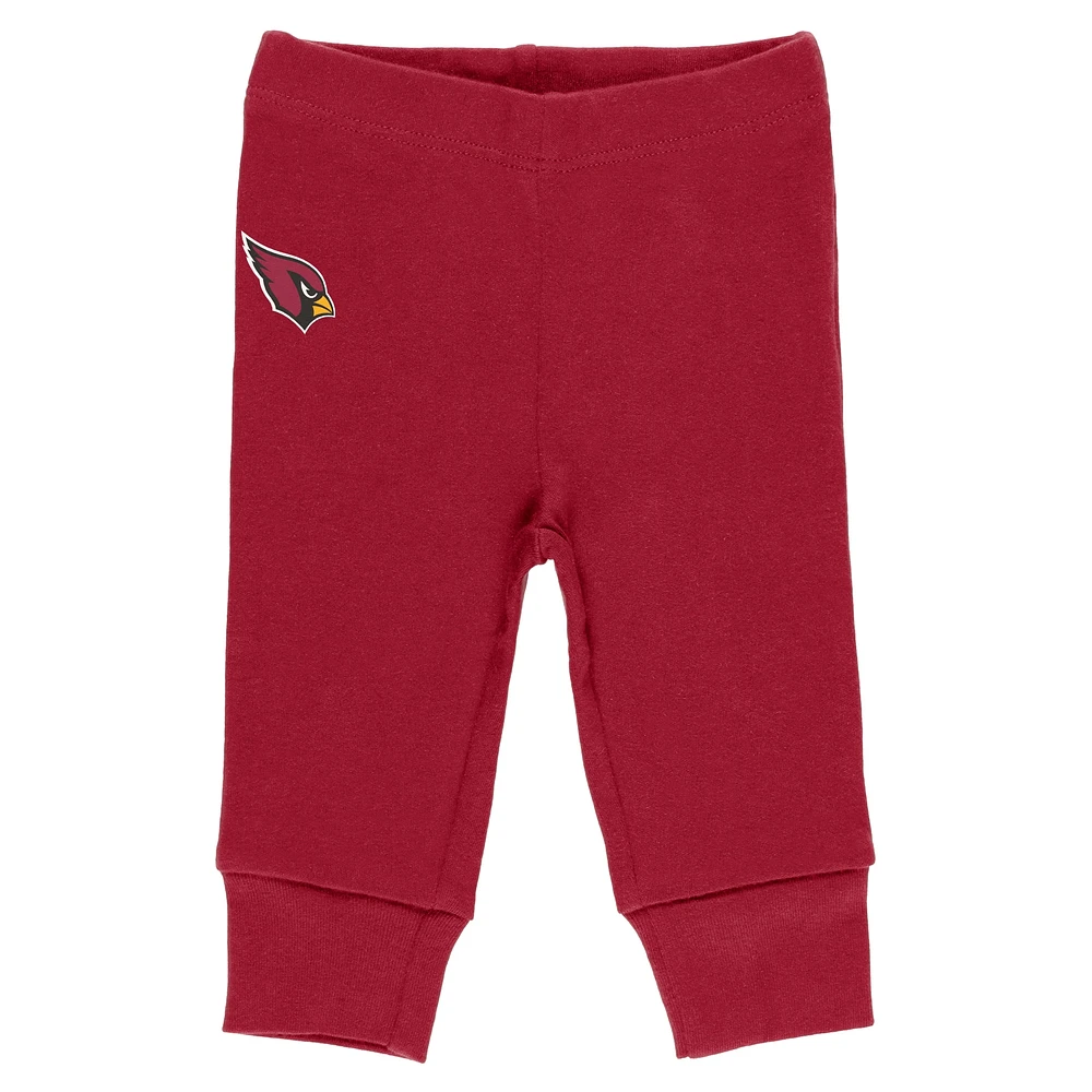 Newborn & Infant WEAR by Erin Andrews Gray/Cardinal/White Arizona Cardinals Three-Piece Turn Me Around Bodysuits Pant Set