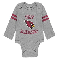 Newborn & Infant WEAR by Erin Andrews Gray/Cardinal/White Arizona Cardinals Three-Piece Turn Me Around Bodysuits Pant Set