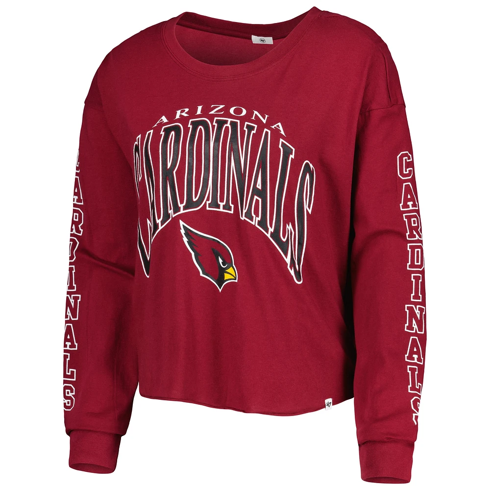 Women's '47 Cardinal Arizona Cardinals Skyler Parkway Cropped Long Sleeve T-Shirt