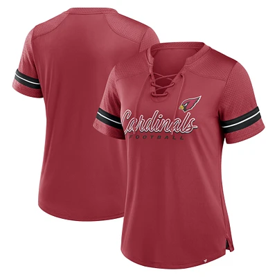 T-shirt à lacets Fanatics Cardinal Arizona Cardinals Play Script pour femmes