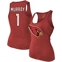 Débardeur tri-mélange avec nom et numéro des Cardinals de l'Arizona Fanatics Heathered Cardinal pour femmes