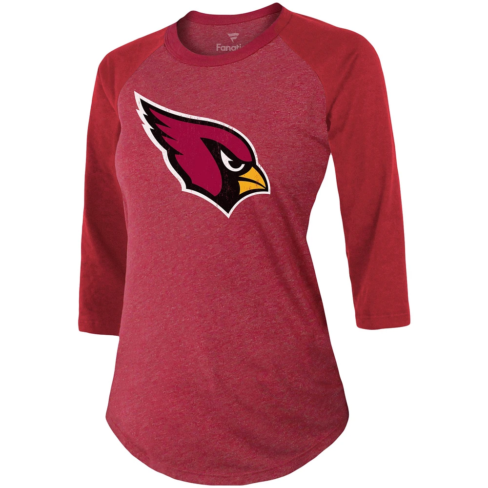 Women's Fanatics Kyler Murray Cardinal Arizona Cardinals Team Player Name & Number Tri-Blend Raglan 3/4-Sleeve T-Shirt