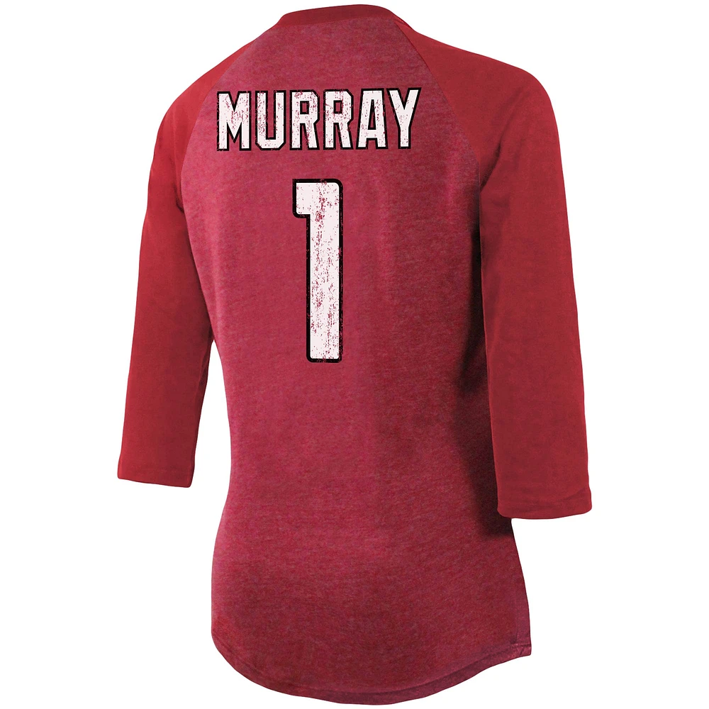 Women's Fanatics Kyler Murray Cardinal Arizona Cardinals Team Player Name & Number Tri-Blend Raglan 3/4-Sleeve T-Shirt