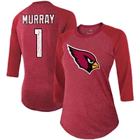 Women's Fanatics Kyler Murray Cardinal Arizona Cardinals Team Player Name & Number Tri-Blend Raglan 3/4-Sleeve T-Shirt