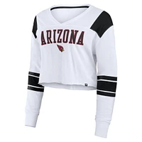 T-shirt à manches longues extensible et court pour femme Fanatics Arizona Cardinals blanc