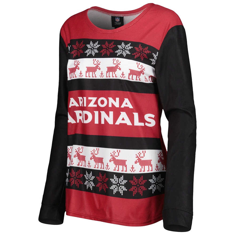 Women's FOCO Cardinal Arizona Cardinals Holiday Ugly Pajama Set