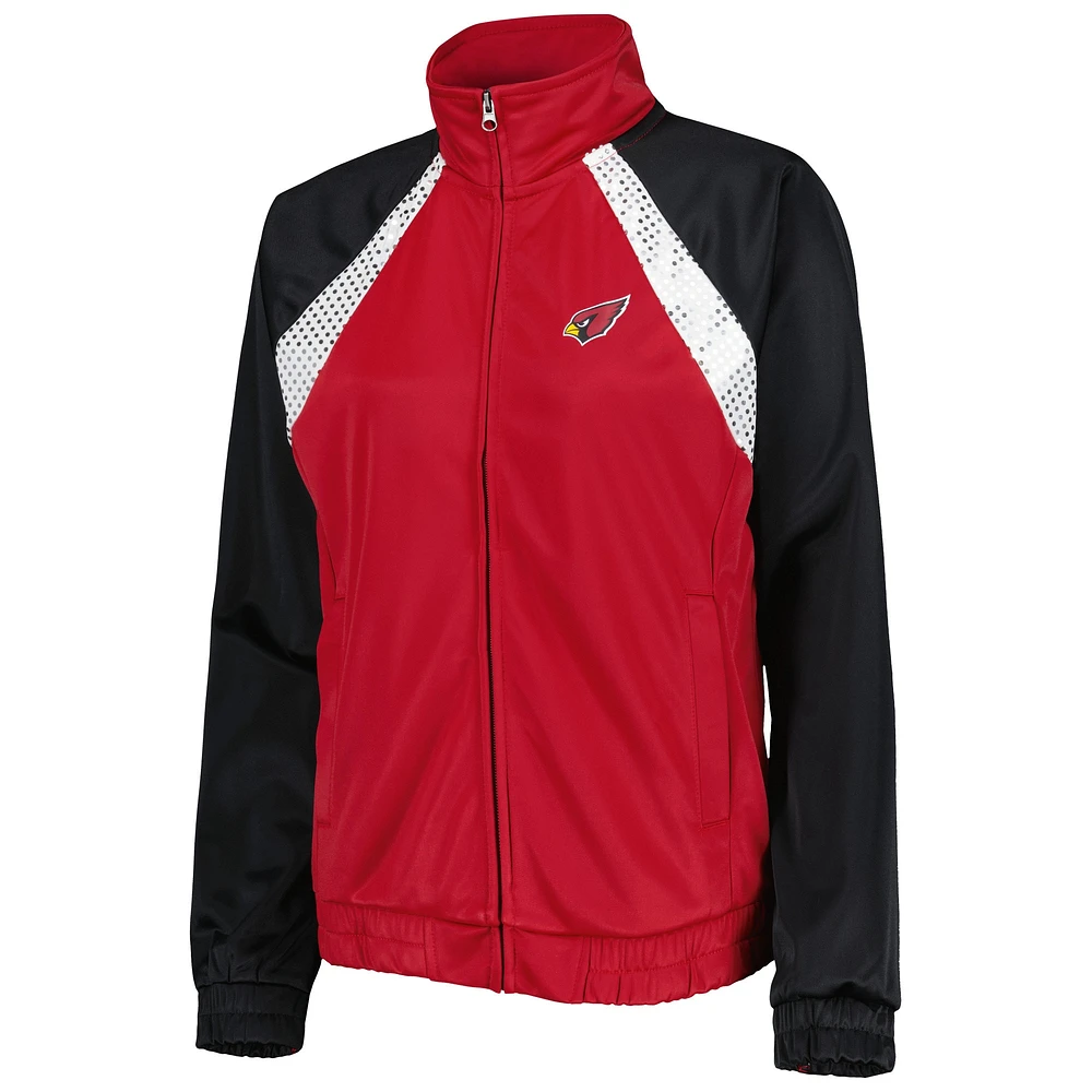 Veste de survêtement à glissière intégrale G-III 4Her by Carl Banks Cardinal/Noir Arizona Cardinals Confetti Raglan pour femme
