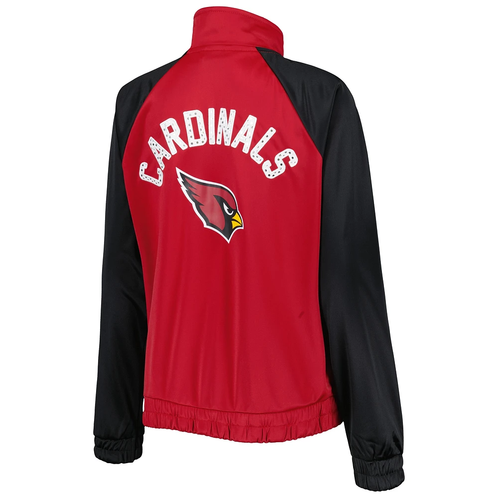Veste de survêtement à glissière intégrale G-III 4Her by Carl Banks Cardinal/Noir Arizona Cardinals Confetti Raglan pour femme