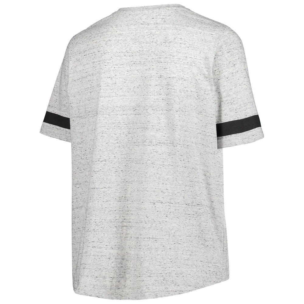 T-shirt gris chiné à encolure en V taille plus Arizona Cardinals pour femme