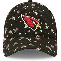 Women's New Era Black Arizona Cardinals Logo Floral 9TWENTY - Adjustable Hat