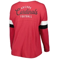 Women's New Era Cardinal Arizona Cardinals Plus Athletic Varsity Lace-Up V-Neck Long Sleeve T-Shirt