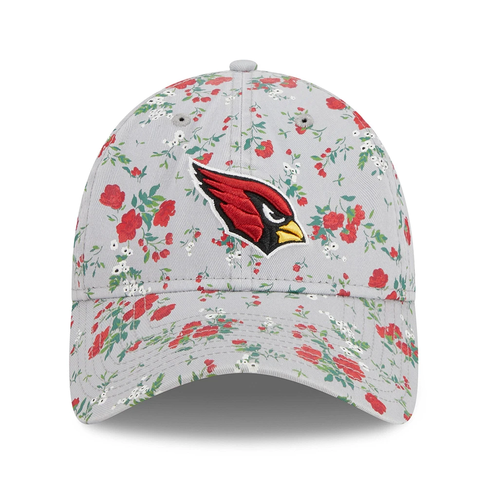 Casquette ajustable 9TWENTY New Era Arizona Cardinals Bouquet pour femme, gris