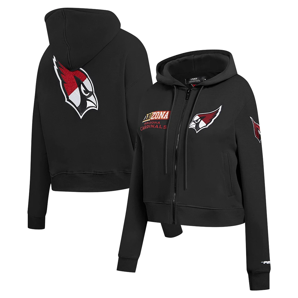 Sweat à capuche zippé avec logo fendu Pro Standard pour femme, noir, Arizona Cardinals
