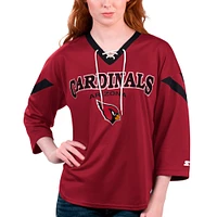 T-shirt à manches 3/4 Starter Cardinal Arizona Cardinals Rally lacets pour femme