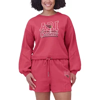 Women's WEAR by Erin Andrews Cardinal Arizona Cardinals Washed Fleece Long Sleeve T-Shirt & Shorts Lounge Set