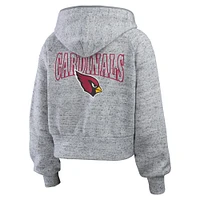 Women's WEAR by Erin Andrews  Heather Gray Arizona Cardinals Speckled Fleece Cropped Full-Zip Hoodie