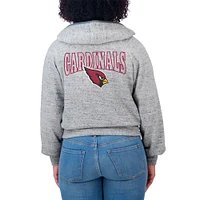 Women's WEAR by Erin Andrews  Heather Gray Arizona Cardinals Speckled Fleece Cropped Full-Zip Hoodie