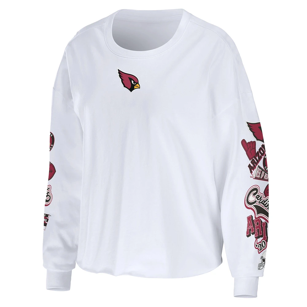 WEAR by Erin Andrews T-shirt court à manches longues blanc Arizona Cardinals Celebration pour femmes