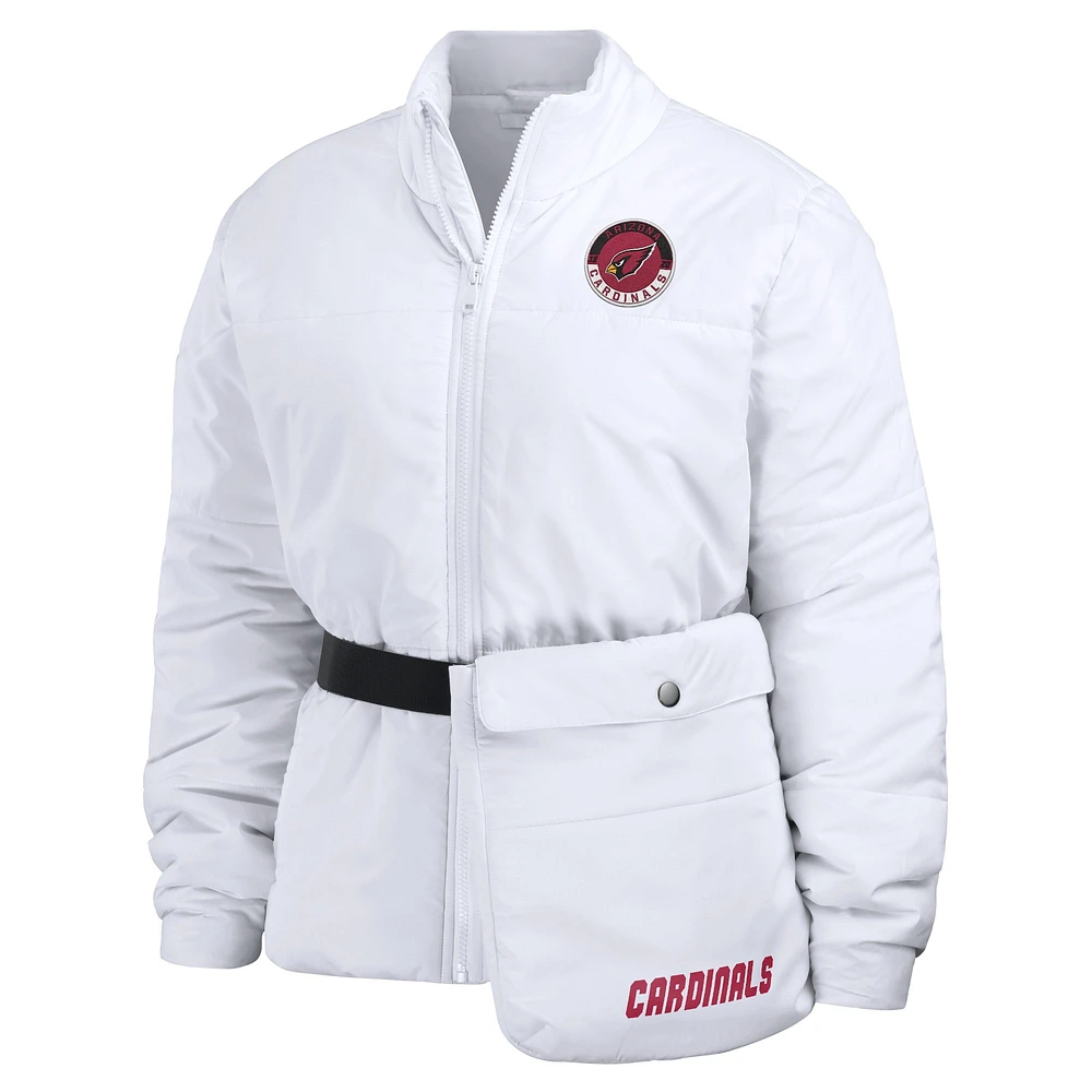 Women's WEAR by Erin Andrews  White Arizona Cardinals Packaway Full-Zip Puffer Jacket
