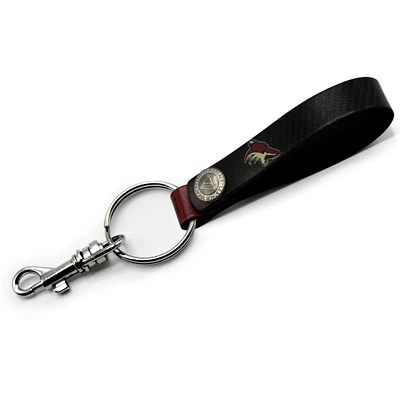 Black Arizona Coyotes Personalized Leather Loop Keychain