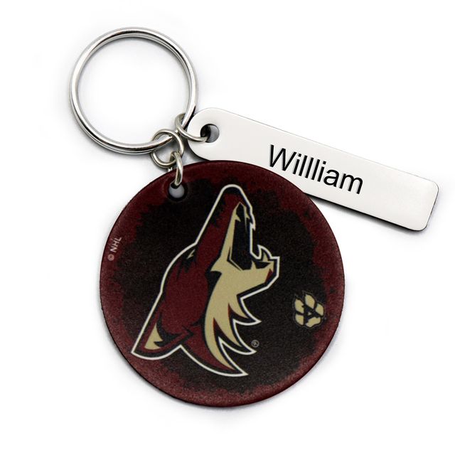 Porte-clés rond en cuir personnalisé Coyotes de l'Arizona noir
