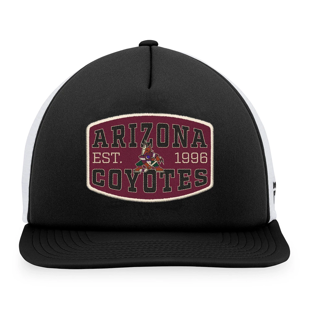 Men's Fanatics Black/White Arizona Coyotes Foam Front Patch Trucker Snapback Hat