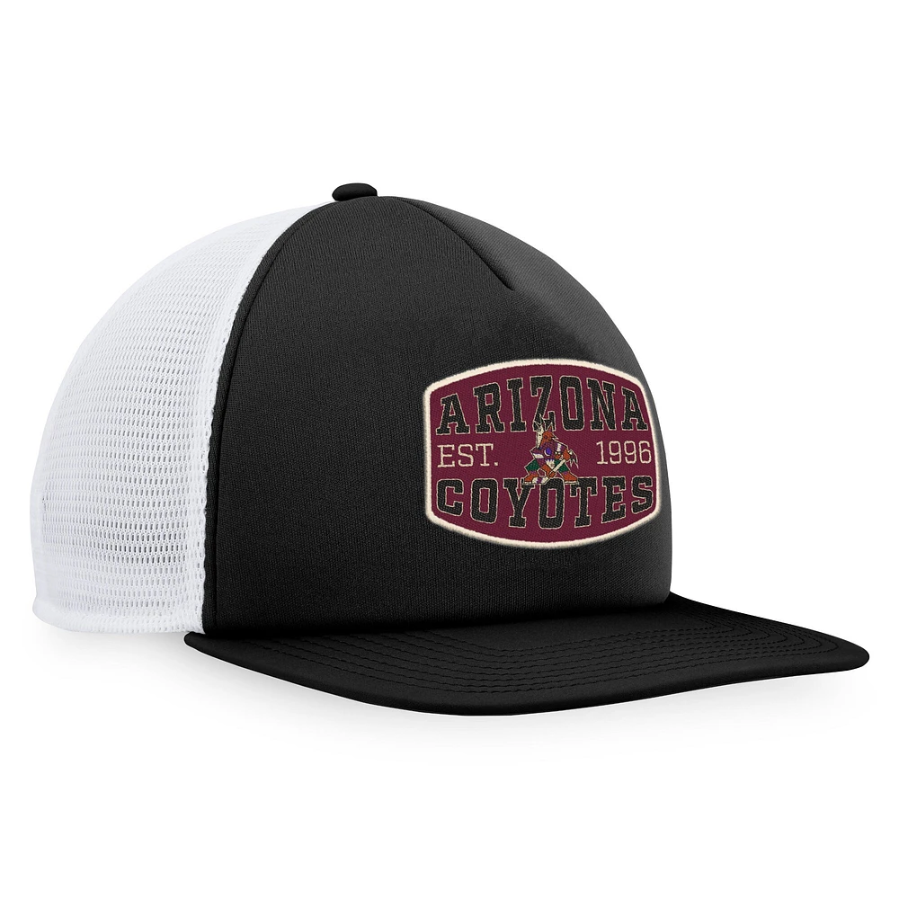 Men's Fanatics Black/White Arizona Coyotes Foam Front Patch Trucker Snapback Hat