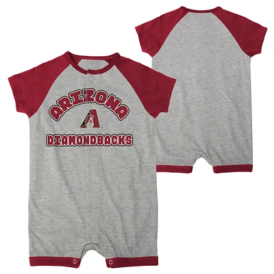 Arizona Diamondbacks Extra Base Hit Raglan Full-Snap Barboteuse gris chiné pour bébé