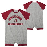 Infant  Heather Gray Arizona Diamondbacks Extra Base Hit Raglan Full-Snap Romper