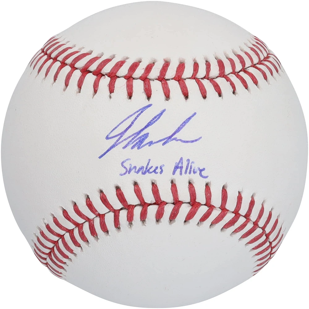 Ballon de baseball autographié par Jordan Lawlar des Diamondbacks de l'Arizona avec l'inscription « Snakes Alive »