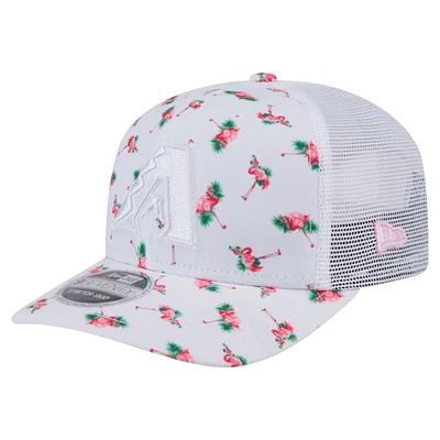 Casquette extensible à bouton-pression Flamingo 9SEVENTY blanche des Diamondbacks de l'Arizona pour homme de New Era