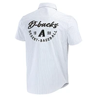Men's Darius Rucker Collection by Fanatics White Arizona Diamondbacks Pin Stripe Short Sleeve Button-Up Shirt