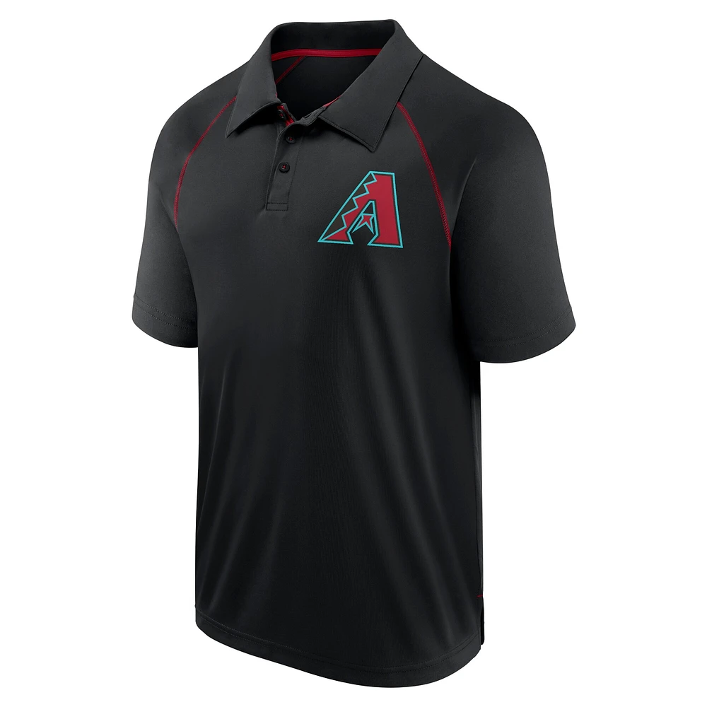 Men's Fanatics Black Arizona Diamondbacks Strong Alone Raglan Polo