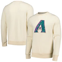Men's Majestic Threads Oatmeal Arizona Diamondbacks Fleece Pullover Sweatshirt