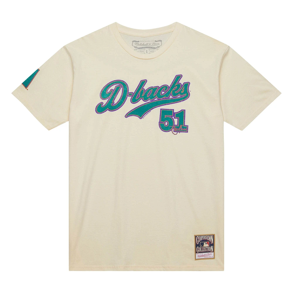 Men's Mitchell & Ness Randy Johnson Cream Arizona Diamondbacks Cooperstown Collection Player T-Shirt
