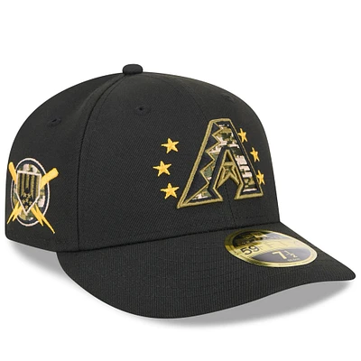 Casquette ajustée 59FIFTY à profil bas pour la Journée des Forces armées 2024 New Era noire Diamondbacks de l'Arizona hommes