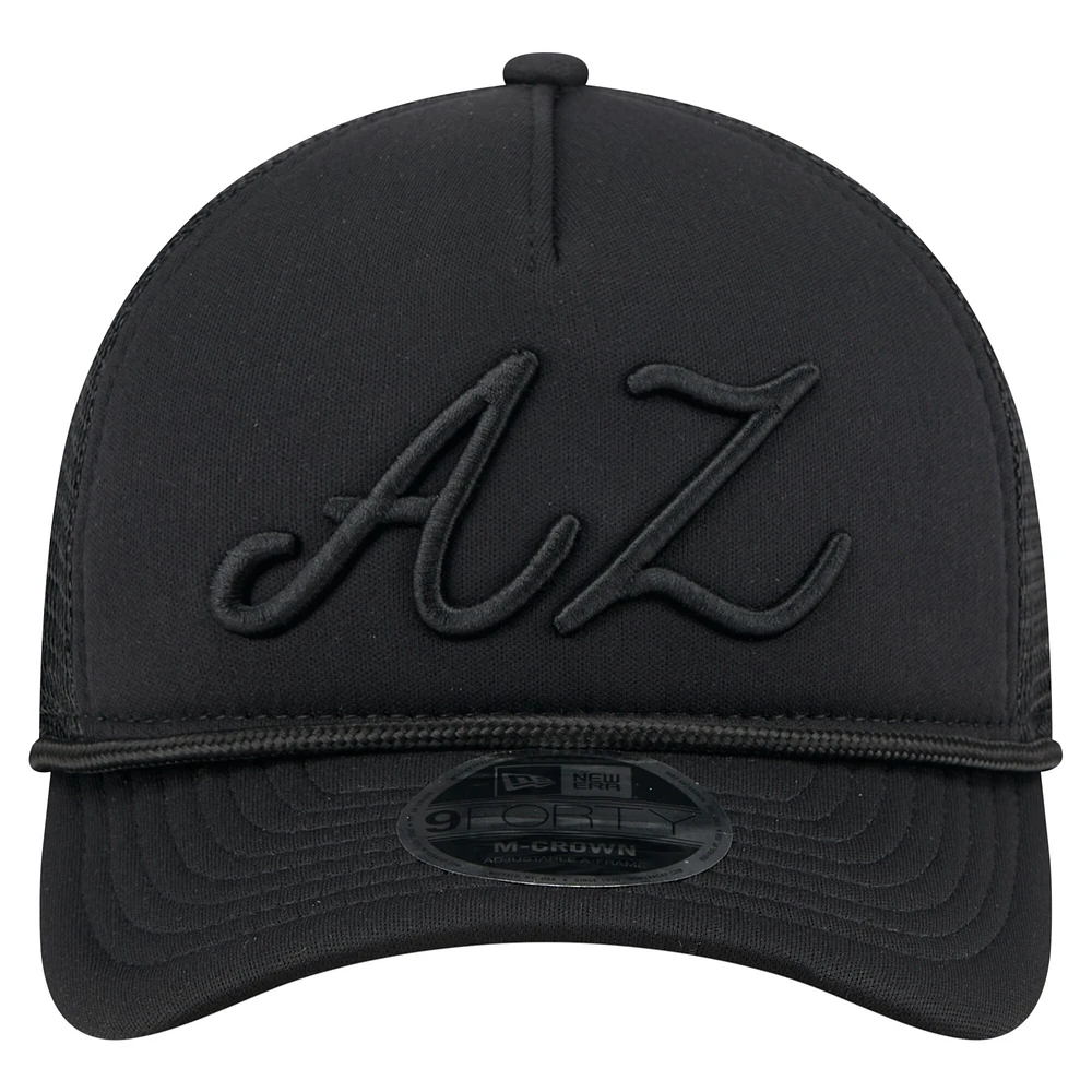Men's New Era Black Arizona Diamondbacks City Initial 9FORTY A-Frame M-Crown Adjustable Trucker Hat