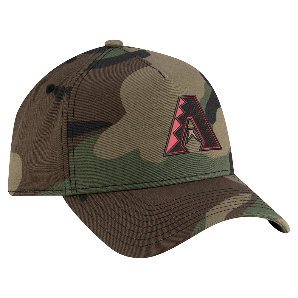 Men's New Era Camo Arizona Diamondbacks Woodland Team Pop 9FORTY A-Frame Adjustable Hat