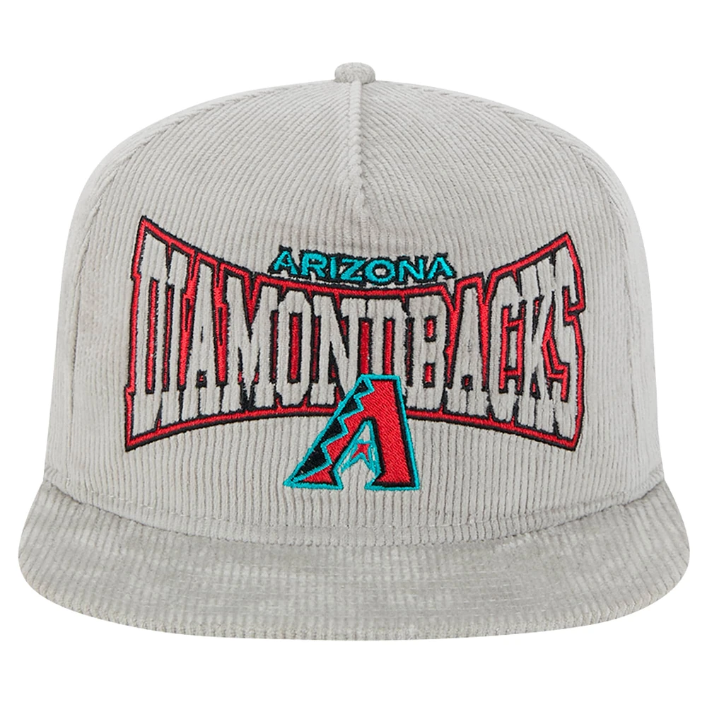 Men's New Era Gray Arizona Diamondbacks Corduroy Golfer Snapback Hat