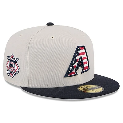 Casquette ajustée 59FIFTY du 4 juillet New Era pour hommes, kaki/noir, Arizona Diamondbacks 2024