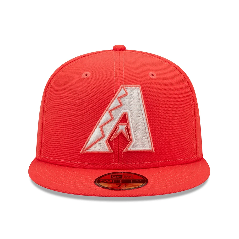 Men's New Era Red Arizona Diamondbacks Lava Highlighter Logo 59FIFTY Fitted Hat