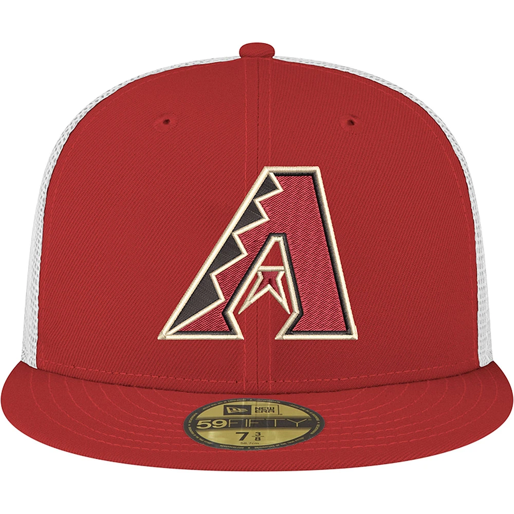 Men's New Era Red Arizona Diamondbacks Team Color 59FIFTY Trucker Fitted Hat