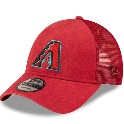 Casquette ajustable 9FORTY Trucker 9FORTY des Diamondbacks de l'Arizona rouge New Era pour hommes