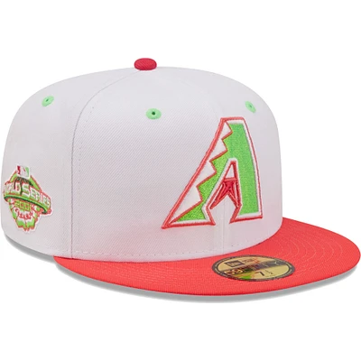 Casquette ajustée New Era Arizona Diamondbacks 2001 World Series Strawberry Lolli 59FIFTY pour homme, blanc/corail