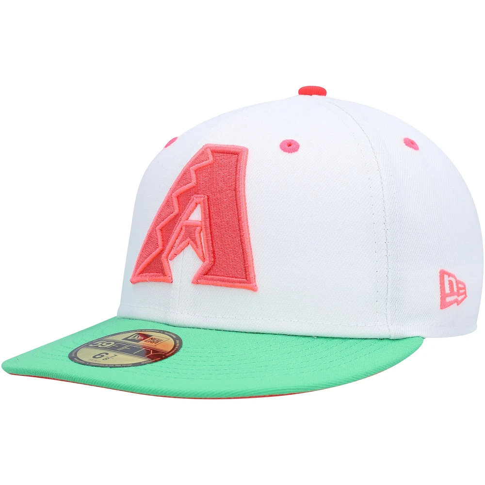 Men's New Era White/Green Arizona Diamondbacks Inaugural Season Watermelon Lolli 59FIFTY Fitted Hat