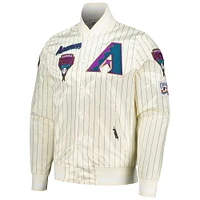 Men's Pro Standard Cream Arizona Diamondbacks Cooperstown Collection Pinstripe Retro Classic Satin Full-Snap Jacket