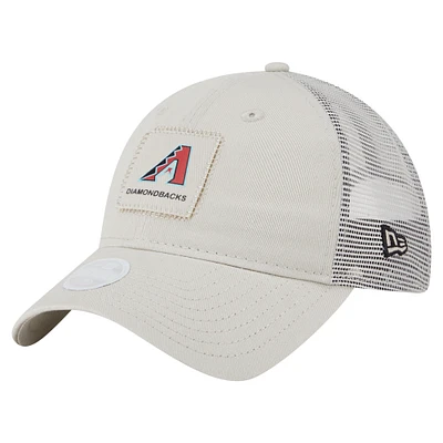 Casquette ajustable 9TWENTY à point carré beige clair des Diamondbacks de l'Arizona pour femme de New Era