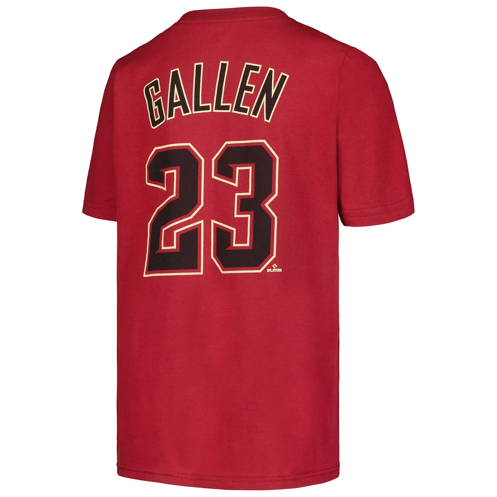 T-shirt Nike Zac Gallen pour jeune, rouge, nom et numéro des Diamondbacks de l'Arizona